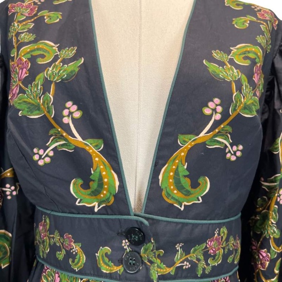 NWT Small FARM Rio Black Ravenala Puff Sleeve Mini Dress - Picture 12 of 15